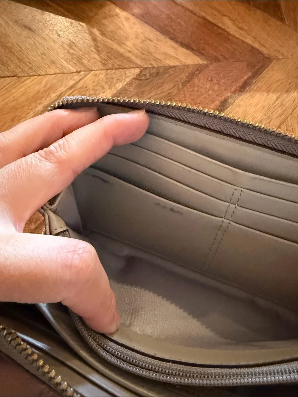 Coach Silver Grat Snake-Print Zip Wallet